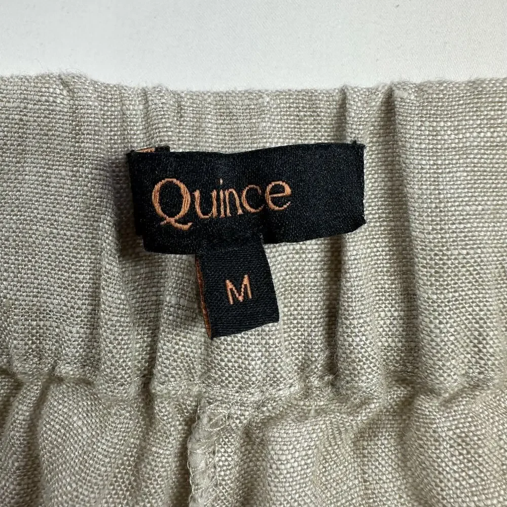 Quince Pants Womens Medium Flax Cream 100% European Linen Tapered Ankle Relaxed - Picture 4 of 12